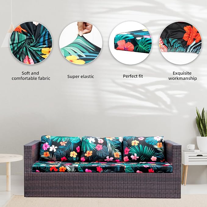 8Pcs Stretch Patio Cushion Covers, Outdoor Couch Covers Replacement, Outdoor - Image 3