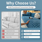 Velvet Couch Cover, Plush Sectional Sofa Cover Washable, Anti Slip Sofa - Image 3