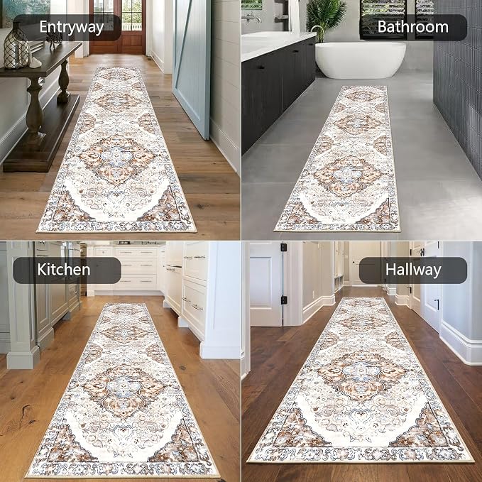 HEBE Hallway Runner Rug 2'x8' Washable Vintage Distressed Area Rugs Non Slip - Image 6