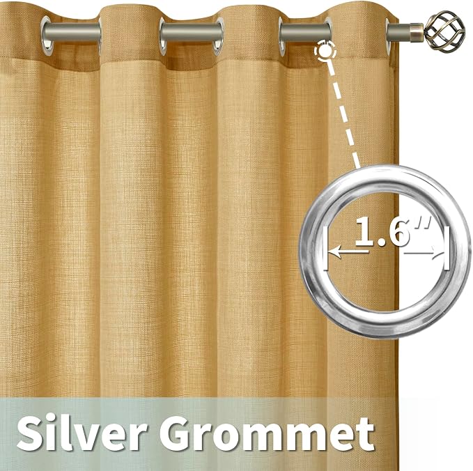 LAMIT 72 inch Linen Curtains for Bedroom, Grommet Thick Linen Textured Privacy - Image 4
