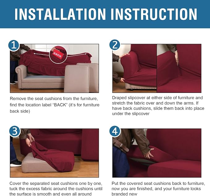 H.VERSAILTEX 3 Piece Stretch Sofa Covers - Image 7