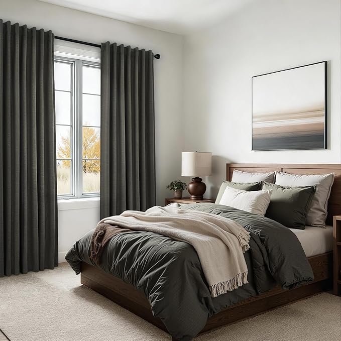 Topfinel Extra Long Grey Linen Blackout Curtains 120 inches Long Thermal - Image 2
