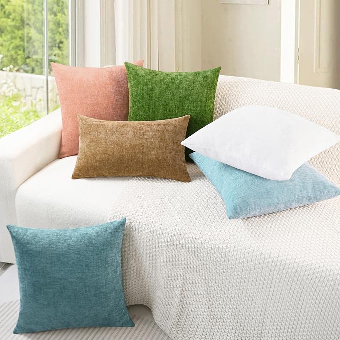 CaliTime Throw Pillow Covers Decorative 12 X 20 Inches Pack of 2 Cozy Chenille - Image 4