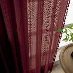WAZZIO Boho Lace Curtains 84 Inches 2 Panel, Light Filtering Privacy Tassel & - Image 6