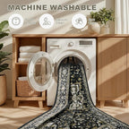 6x9 Area Rugs Living Room Rug: Washable Vintage Boho Medallion Rug No Slip - Image 8