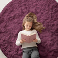 OLANLY Burgundy Round Rugs for Bedroom by OLANLY