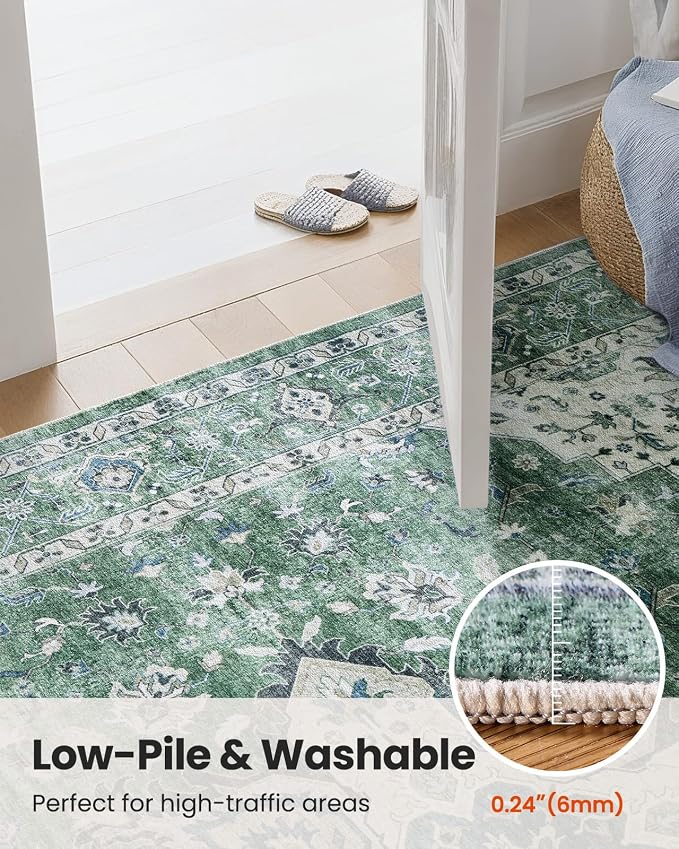 AMADA HOMEFURNISHING 2'6"x8' Washable Area Rug, Low-Profile Entryway Rug - Image 8