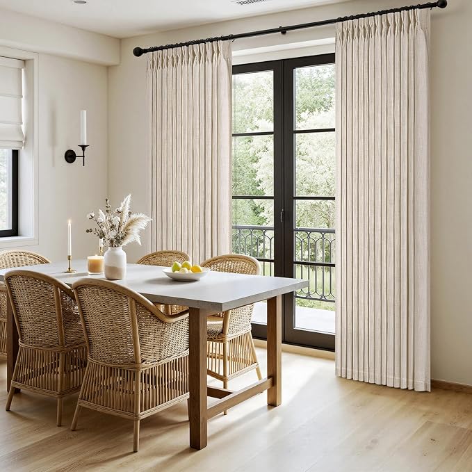 MIULEE Pinch Pleated Thick Linen Curtains 102 Inches Long 2 Panels - Image 3