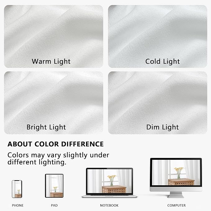 OVZME White Valance for Windows, Light Filtering Thick Textured Small Short - Image 8