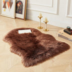AMTOVO Faux Fur Rug, Coffee Small Area Rug, Fluffy Sheepskin Rug, Fuzzy Ultra - Image 3