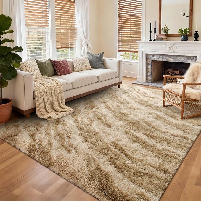 Area Rugs for Living Room, Tie-Dyed 5x7 Feet Soft Fluffy Shagg Plush Rug High - Image 3