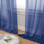 Aiyufeng Royal Blue Sheer Curtains 90 Inches Long 2 Panels Set, Semi - Image 8