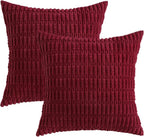 MIULEE Pack of 2 Burgundy Corduroy Decorative Pillow Covers 20x20 Inch Soft - Image 6