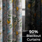 Topfinel Black Dark Floral Grey Blackout Curtains, 84 Inch Length - Image 4