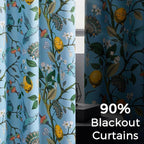 Topfinel Blue and Gold Unique Blackout Curtains 63 Inches Long 2 Panels - Image 4