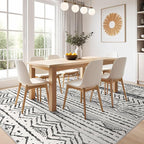 Nakagishi Black Rug Living Room 5X7: Washable Boho Large Neutral Soft Rug - Image 6