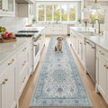 Area Rugs 2'x10' Washable Non-Slip, Floral Vintage Distress Print Pattern by RELEANY