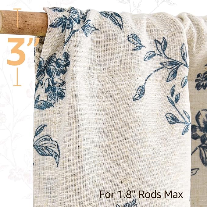 jinchan Linen Kitchen Valance for Windows 16 Inch Floral Double Layer Valance - Image 8