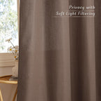 NICETOWN Linen Brown Curtains 96 inch Long, Grommet Privacy Added Thick Flax - Image 5