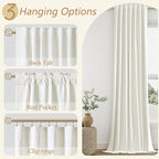 Ivory 100% Blackout Linen Curtains 102 Inch Length 2 Panels Set - Image 6