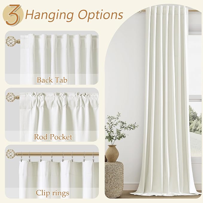 Guken 100% Blackout Linen Curtains 42 Inch Wide by 108 Inch 2 Panels Set - Image 6