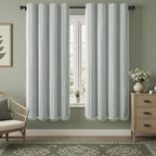 Teal Boho Blackout Curtains 72 Inches Long Light Green Linen Blend 2 Panels by Unknown