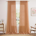Nanspring Peach Quartz Linen Curtains 108 Inch Length 2 Panel Set Back Tab Loop by Nanspring