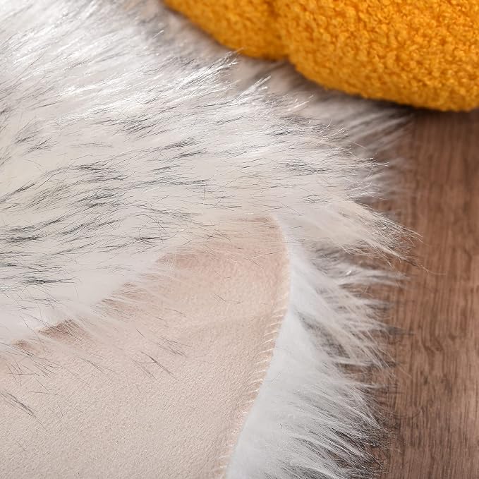 Goolela Round Sheepskin Area Rug 6ft Fluffy Circle Faux Fur Rug - Image 6