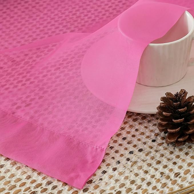 Aiyufeng Hot Pink Sheer Curtains 84 Inches Long 2 Panels Set - Image 2