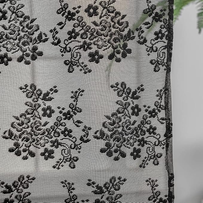 YJ YANJUN Vintage Lace Curtains 24 inch Length Set of 2 Victorian Gothic Short - Image 5