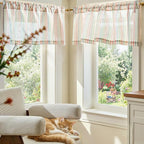 jinchan Valance Curtain Linen Textured Striped Window Curtain - Image 3