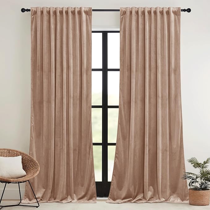 RYB HOME Back Tab Velvet Curtains - Image 2