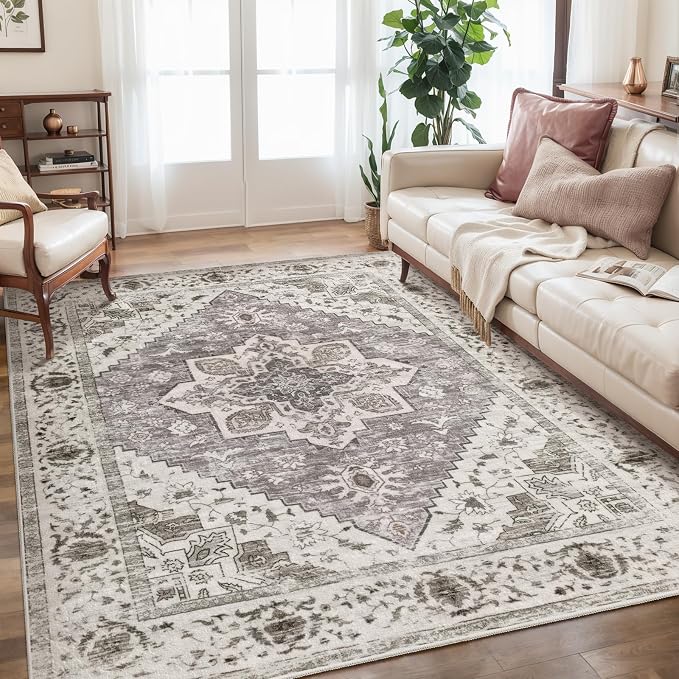 SERISSA Area Rug 4x6 Boho Rugs for Bedroom, Vintage Washable Non Slip Rug - Image 6