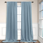 Blue Curtains 108 Inches Long For Living Room Dining 2 Panels Set Back Tab - Image 8
