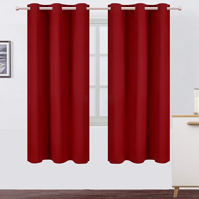 LEMOMO Red Thermal Blackout Curtains/42 x 72 Inch/Set of 2 Panels Room by Lemomo