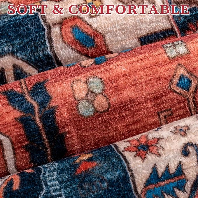 SERISSA 4ft Round Area Rug, Washable Non-Slip Boho Circle Rug, Ultra Soft - Image 5