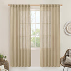 LAMIT Linen Blended Curtains for Bedroom, Faux Linen Textured Light Filtering by LAMIT