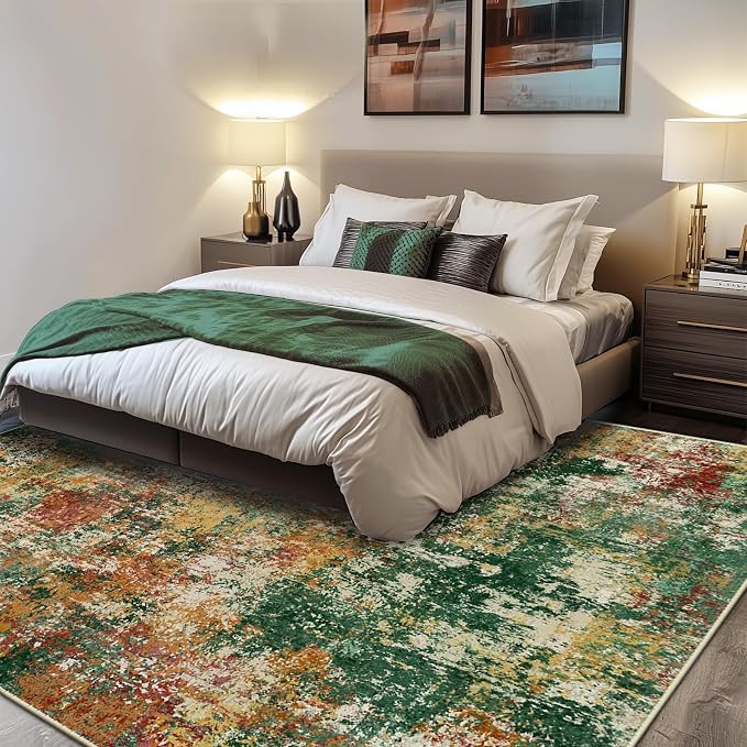 Washable Area Rugs Square 8ft Non-Slip Modern Abstract Soft - Image 6