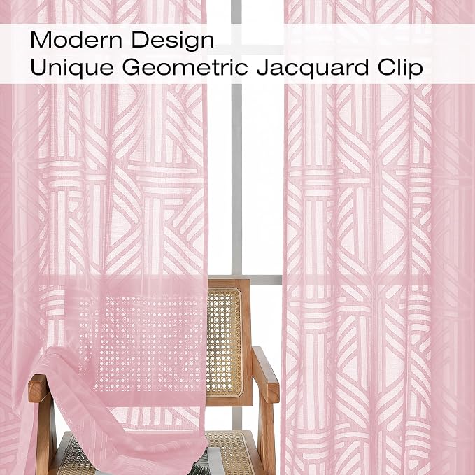 Simplebrand Blush Semi Sheer Curtains 96 Inches Long 2 Panels, Light Filtering - Image 3