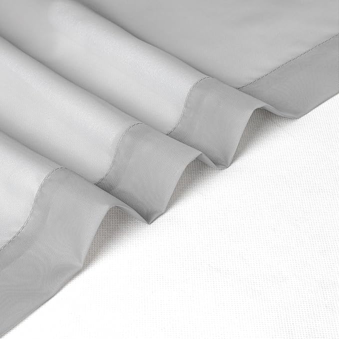 Chyhomenyc Light Grey Sheer Curtains 30 inch Length 2 Panels, Light Filtering - Image 9