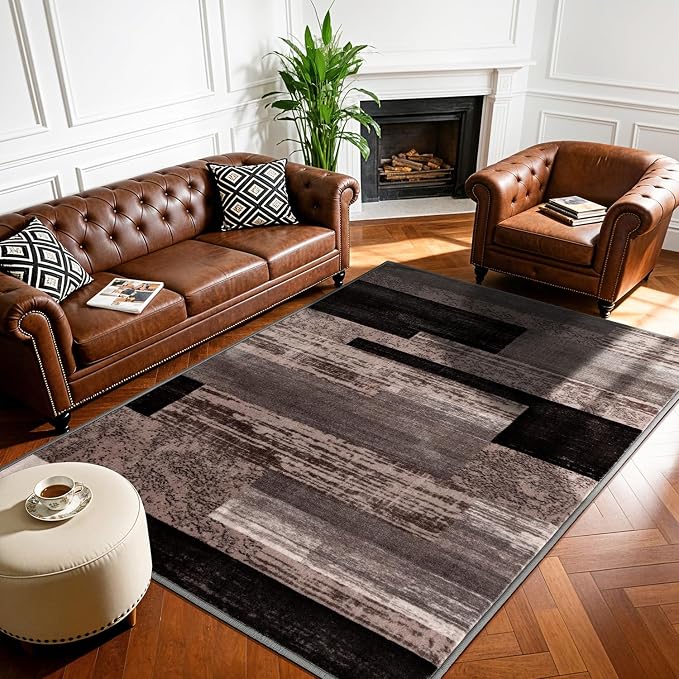 LIANLAM 4x6 Washable Area Rugs for Living Room and Bedroom, Vintage Checkered by LIANLAM
