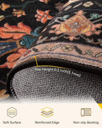 Area Rugs 7'x10' Washable Non-Slip, Floral Vintage Distress Print Pattern - Image 4