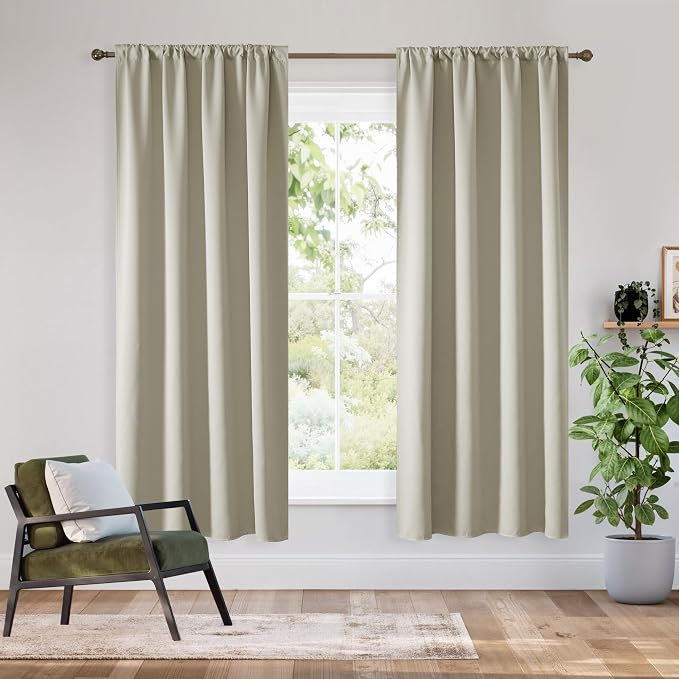 RYB HOME Bedroom Blackout Curtains 54 inches Long, 100% Blackout Thermal by RYBHOME