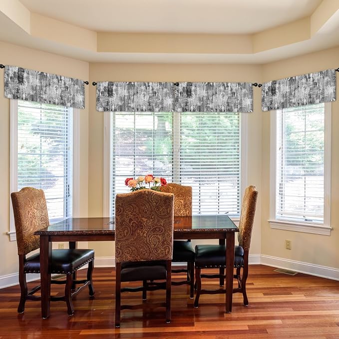 Emvency 4 Pack Valances Window Treatments, Abstract Modern Grey Grunge - Image 7