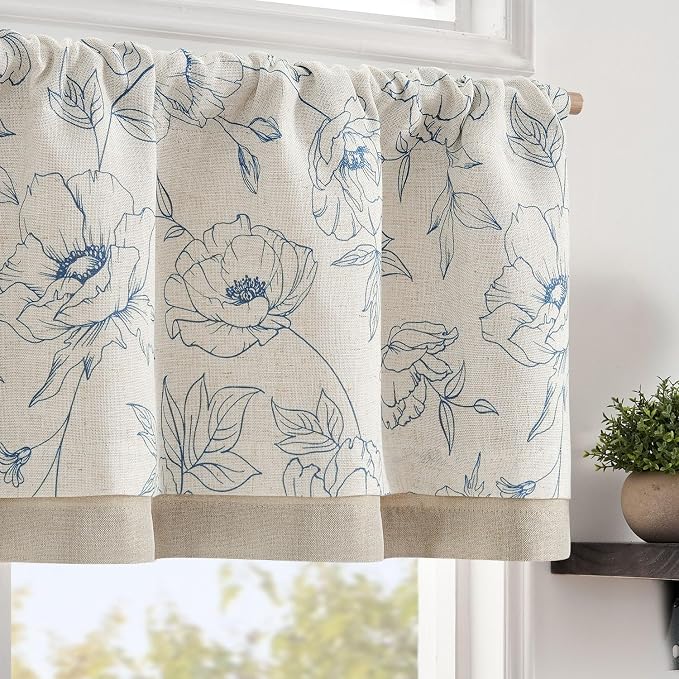 jinchan Linen Floral Valance Curtain by JINCHAN
