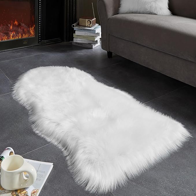 AMTOVO Faux Fur Rug, Fluffy Sheepskin Rug, Fuzzy Ultra Soft 2 x 4 ft Shag Rugs - Image 2