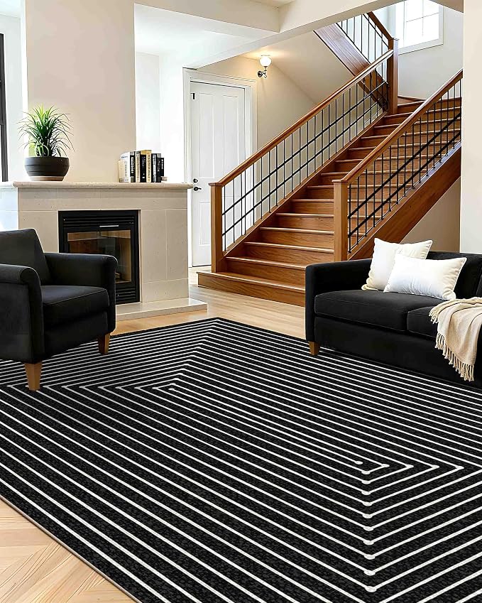 Latte&Fog 8x10 Area Rugs for Living Room, Large Modern Abstract Washable Rug - Image 3