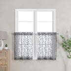 OWENIE Furman Sheer Curtains Tiers 24 Inch Length 2 Panels Set, Geometric by OWENIE