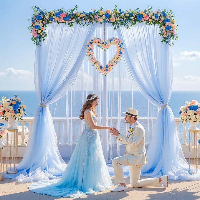 20ft x 12ft Baby Blue Tulle Backdrop Curtain - Image 3