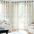 Yakamok Grey Floral Linen Curtains - Image 8
